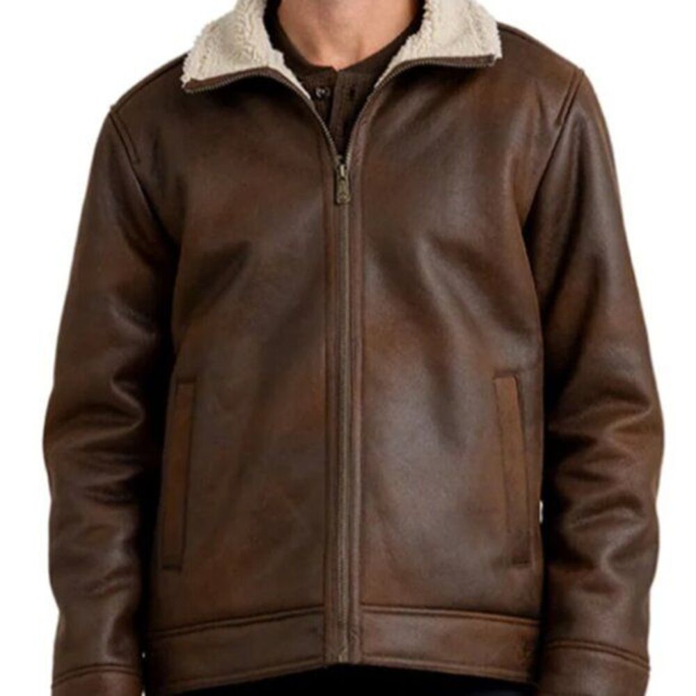 NWT Rainforest Nubuck Sherpa Lined Aviator Jacket Sz Large, Color Russet Men's J